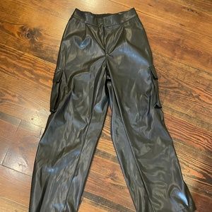 Faux Leather Cargo Pants